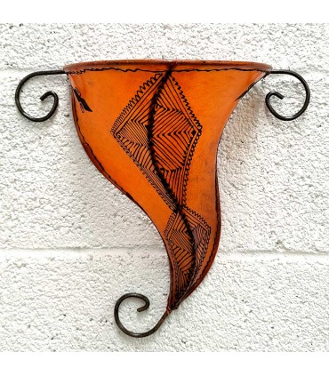 Aplique Pantalla de Piel pintado con Henna - Decoración Andalusí - Artesanía Marroquí - Modelo Bortukal